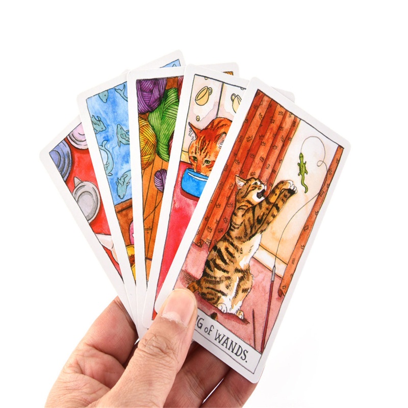 Bộ Bài Tarot 12x7cm 4 72x2 75 Inch In Hình Mèo Và Chữ Tiếng Anh Độc Đáo