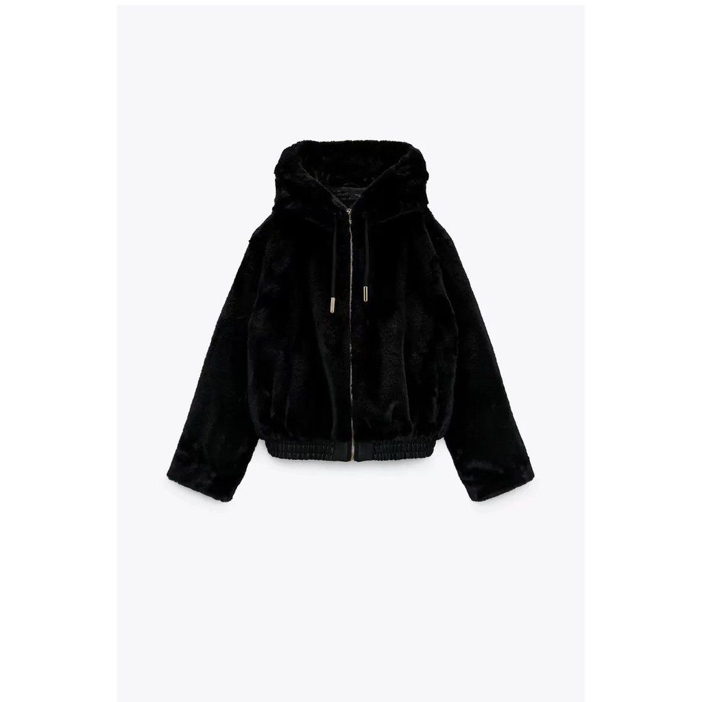 ÁO KHOÁC NỮ ZARA XUẤT LÓT LÔNG CÓ MŨ NÂU/ĐEN - 6318/234