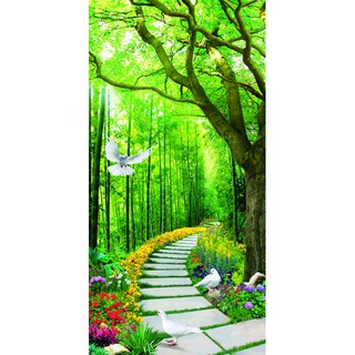 Tranh dán tường 3D Sơn thủy khổ dọc kt 80cm*120cm