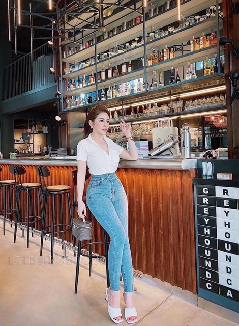 [Size 32-36] Quần Dài Jeans Lưng Siêu Cao - 2 Nút / Tôn Dáng Ôm Gọn Eo Bụng / Co Giãn Mạnh