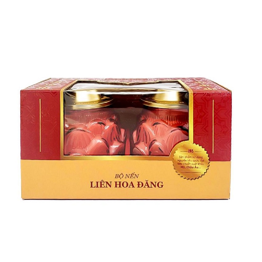 Nến thơm Miss Candle Hộp LIÊN HOA ĐĂNG - Hộp 2 hũ nến thơm hình hoa sen LUC6088 - nhiều màu sắc tùy chọn