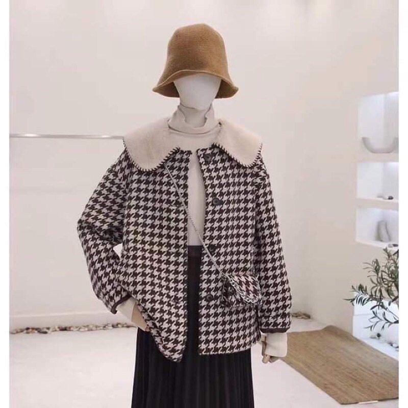 ÁO KHOÁT DẠ KẺ - CỔ LÔNG CAO CẤP 🎀