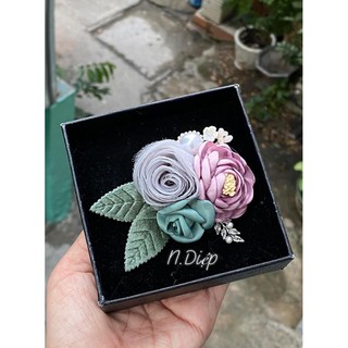 hoa hồng lụa cài áo nhiều màu cao cấp