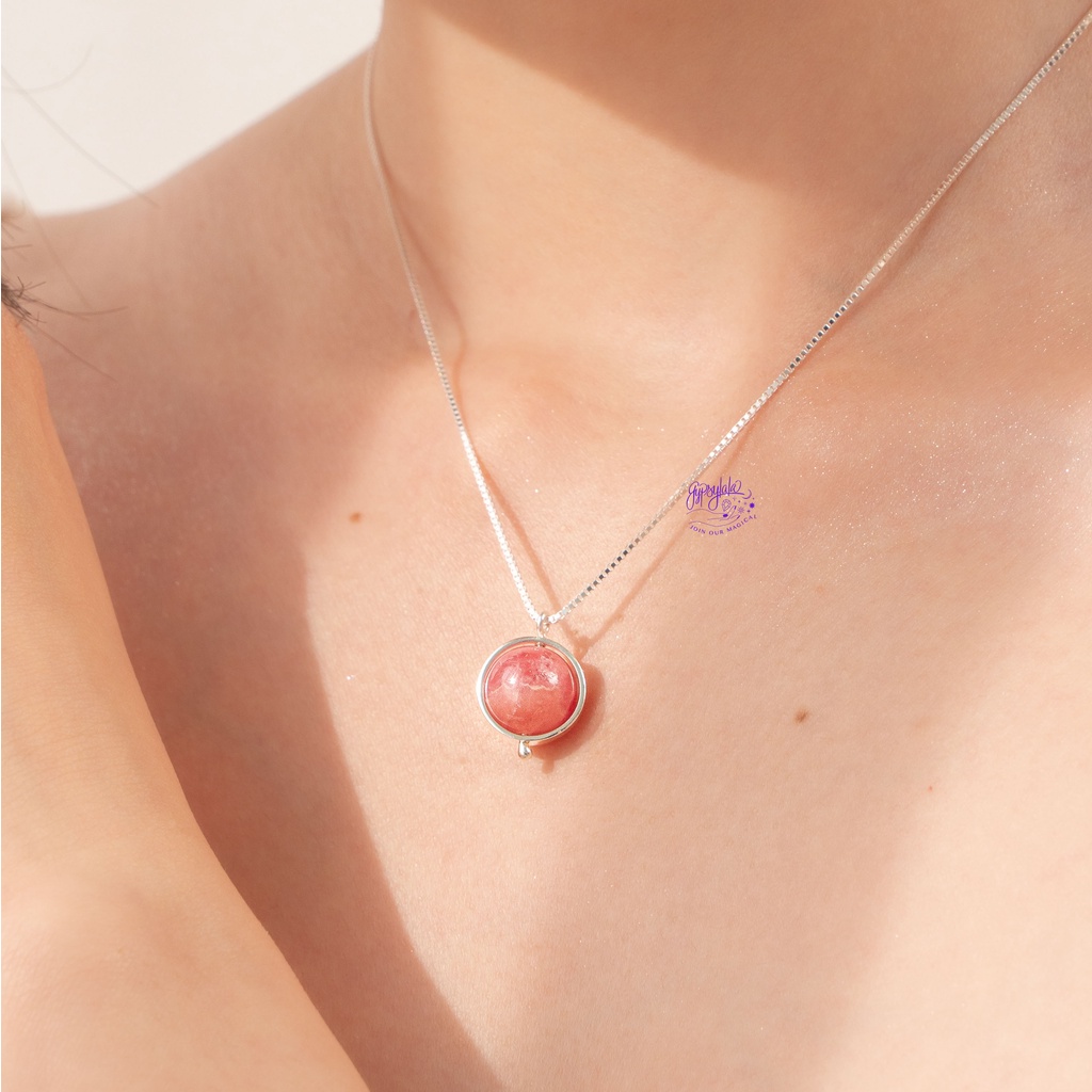 Dây Chuyền Khung Bạc Đá Đào Hoa SP002709 Gypsy.lala