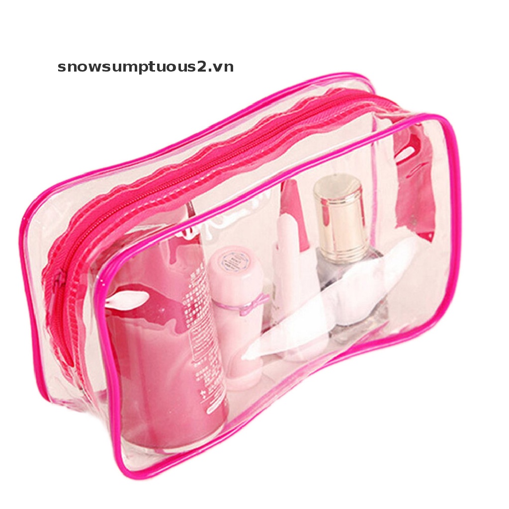 [beauty &amp; Snow] Túi Đựng Mỹ Phẩm / Đồ Vệ Sinh Cá Nhân Bằng Nhựa PVC Trong Suốt Có Khóa Kéo Cho Du Lịch