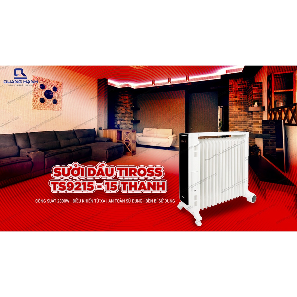 [Hàng chính hãng] Máy sưởi dầu Tiross TS9215 13 Thanh 2800W