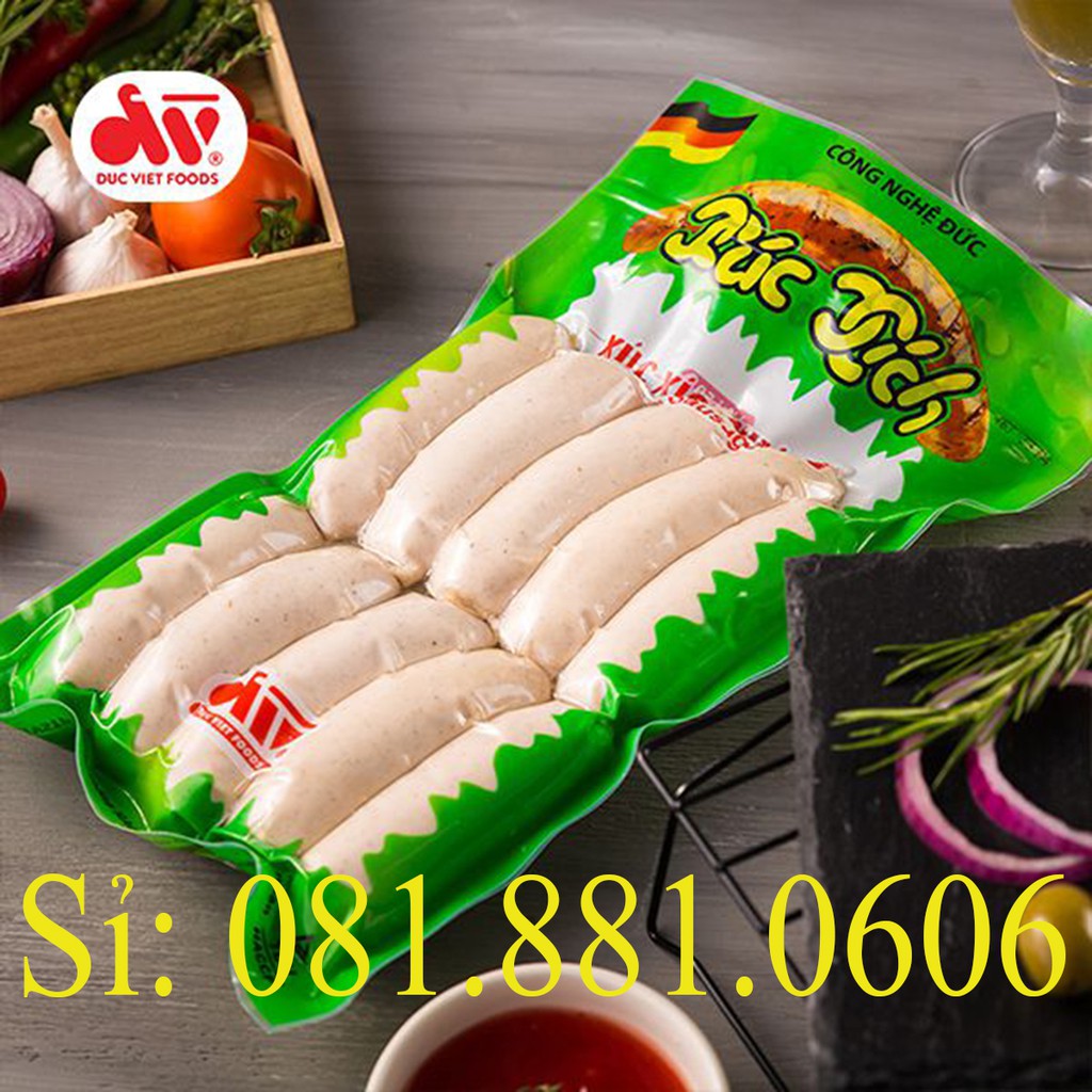 Gói 6 cây size lớn Xúc xích Nướng chuẩn vị Đức - Xúc xích Đức Việt, Gói 500g, Date mới nhất