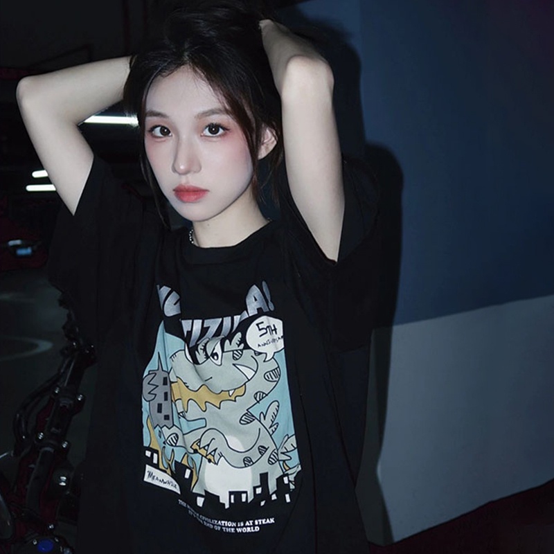 NRVP Áo Thun Nữ Oversize Cổ Tròn Thời Trang Hàn Quốc