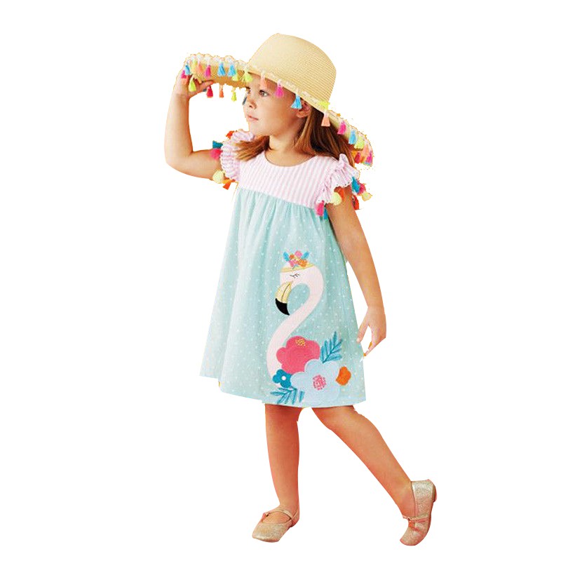 ❤XZQ-Summer Toddler Kids Baby Girl Cartoon Flamingo Summer Casual Dress Sundres Clothes