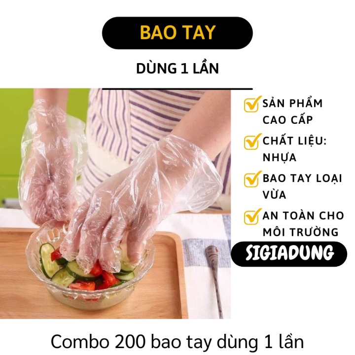 [SGD] Bao Tay Nilong - Hộp 200 Bao Tay Dày Dặn Dùng 1 Lần Làm Bếp Nấu Ăn, Nhuộm Tóc 7794