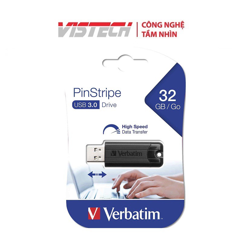 USB Verbatim Store'n' Go PinStripe 32GB 3.0 - Hàng chính hãng