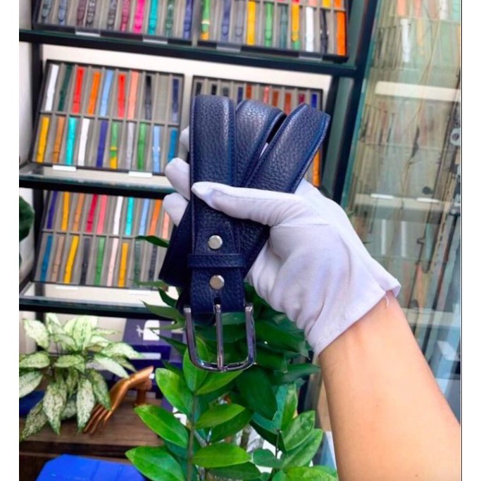 Dây nịt nam 100% da bò ý nhập cao cấp siêu mềm màu xanh