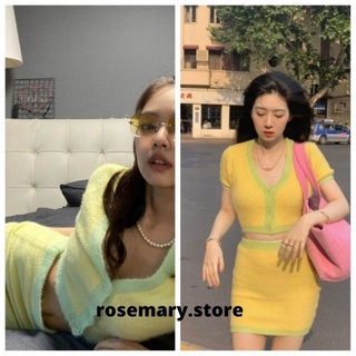 Set váy áo len màu neon Jennie Blackpink cá tính