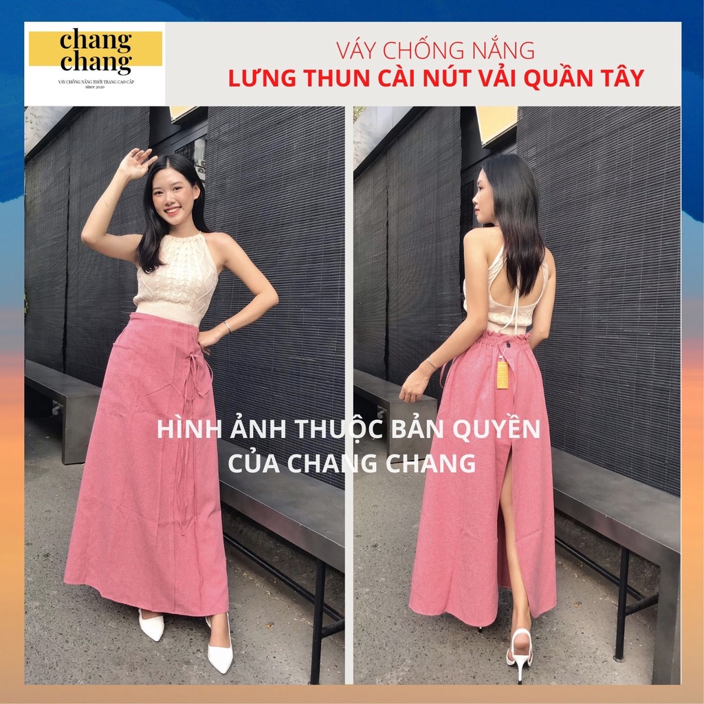 Váy Chống Nắng Lưng Thun Cài Nút Chắc Chắn, Váy Che Nắng Thiết Kế | Chang Chang