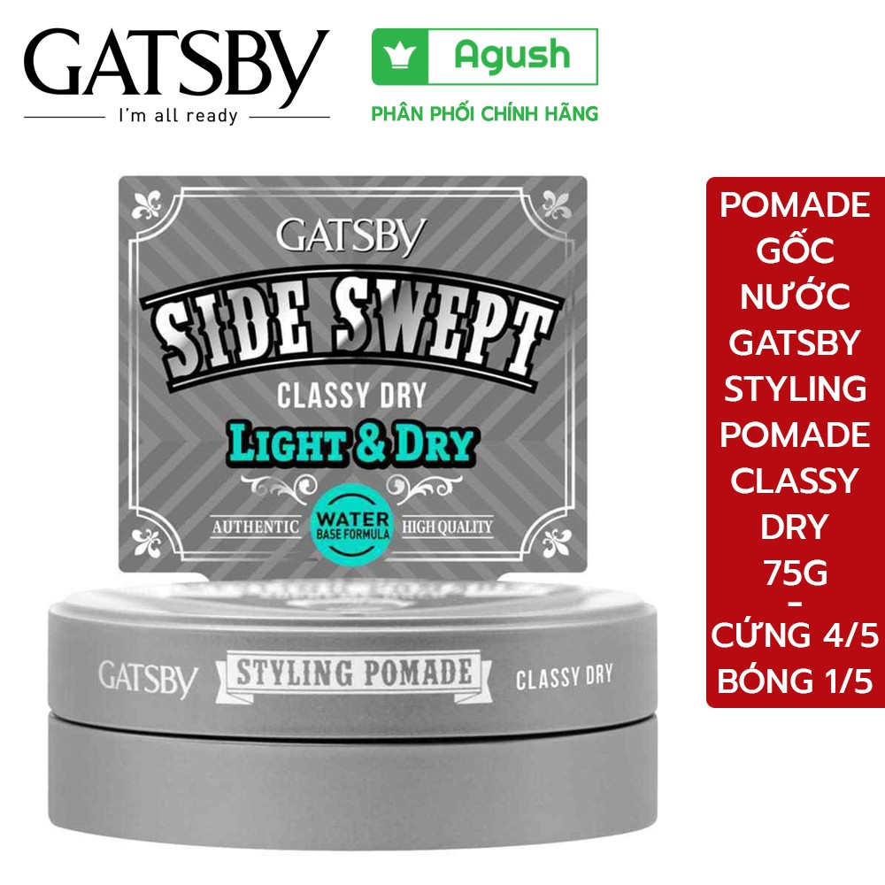 Keo vuốt tóc nam mềm giữ nếp định hình tóc Gatsby Styling Pomade Classy Dry 75g tạo kiểu tóc chính hãng nhật thơm giá rẻ