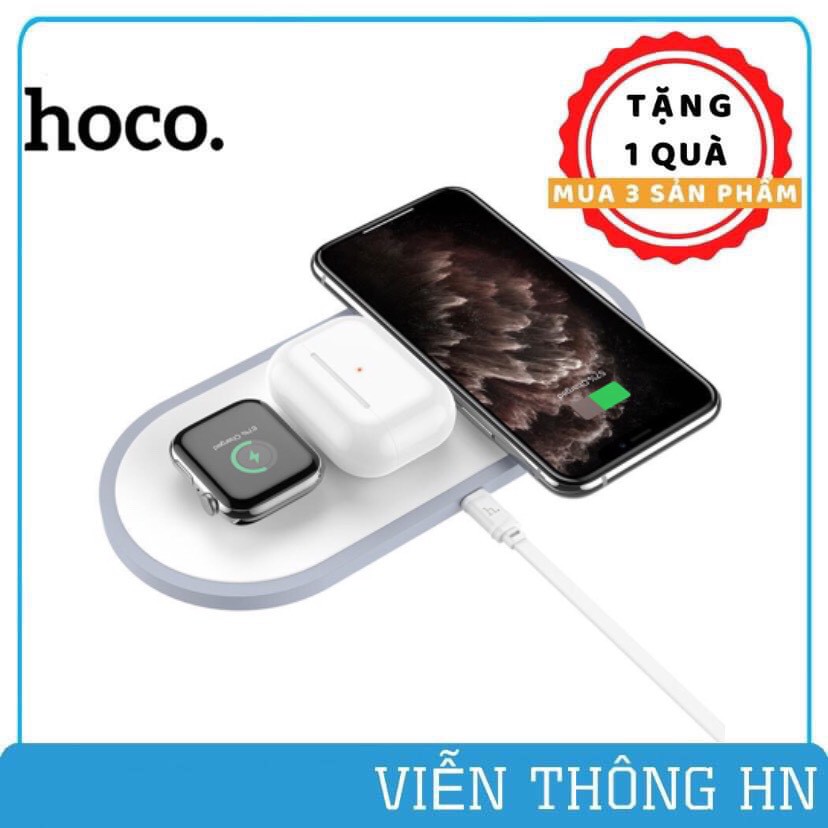 Đế sạc nhanh không dây 3 in 1 10W Hoco CW24 - dock sạc không dây