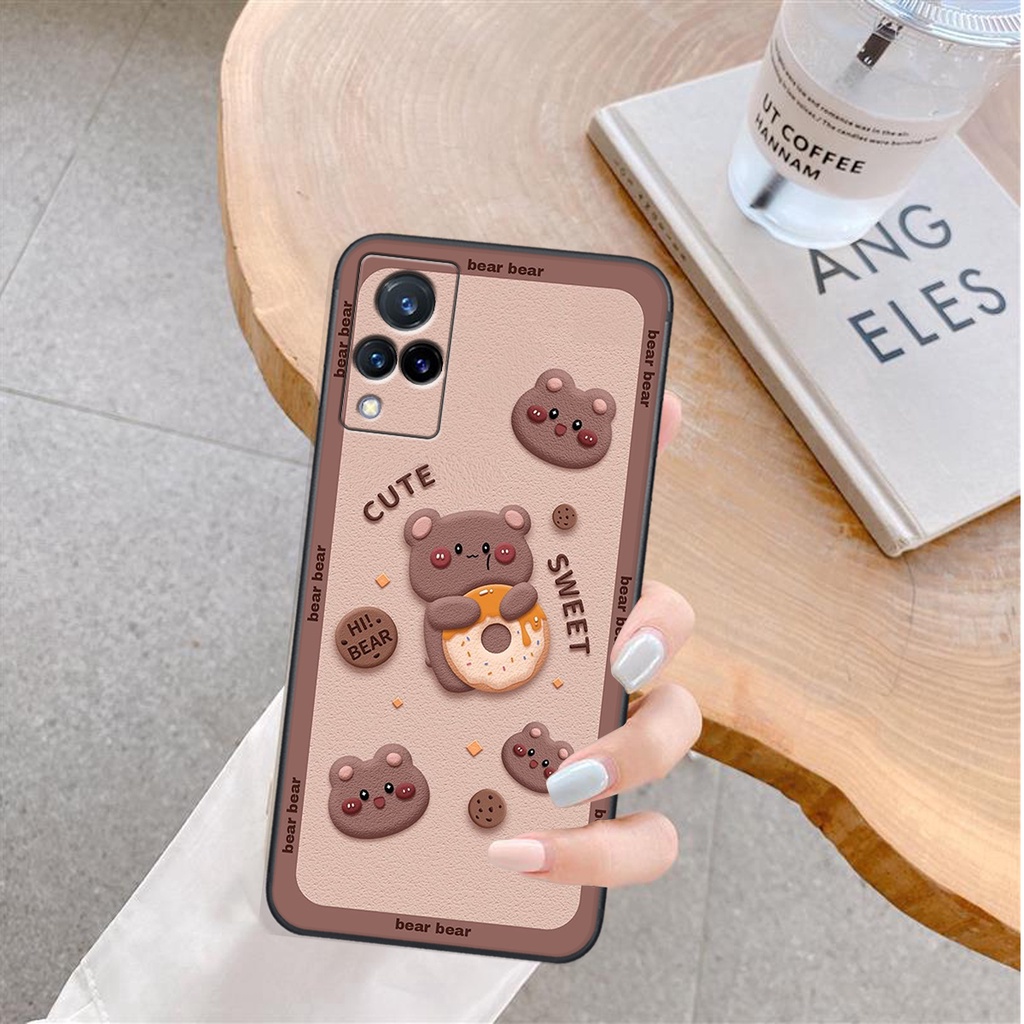Ốp lưng Vivo V21 5G in hình Gấu nâu - hồng, Gấu Be@rick  cực CUTE, DỄ THƯƠNG