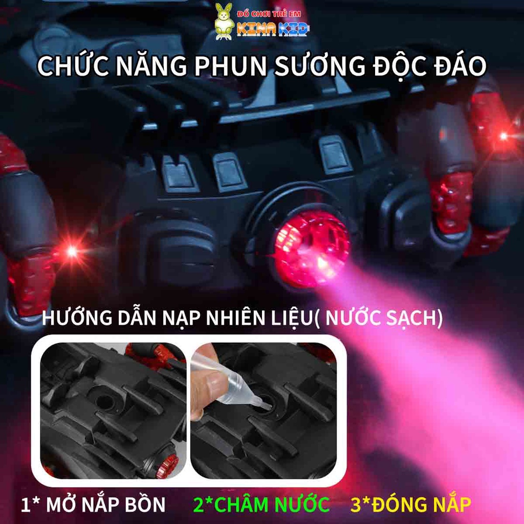 Xe Đua F1 Điều Khiển Từ Xa Tốc Độ Cao RC, Sóng 2.4Ghz, Xoay 360 Độ, Sáng Đèn, Phát Nhạc, Phun Sương Siêu Ngầu Cho Bé