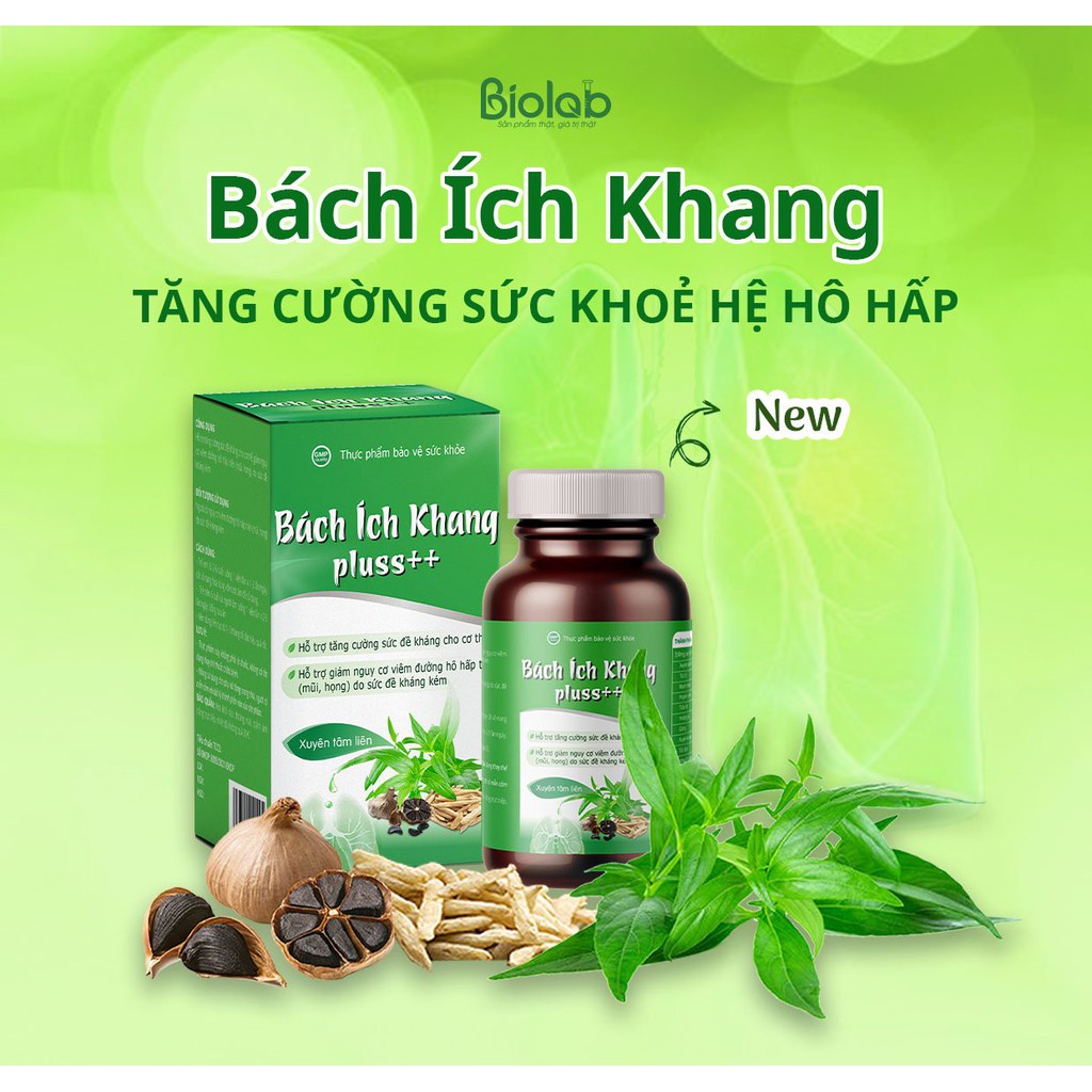 Bách Ích Khang Pluss++ – Hỗ trợ giảm nguy cơ viêm đường hô hấp do sức đề kháng kém - DƯỢC BIOLAB