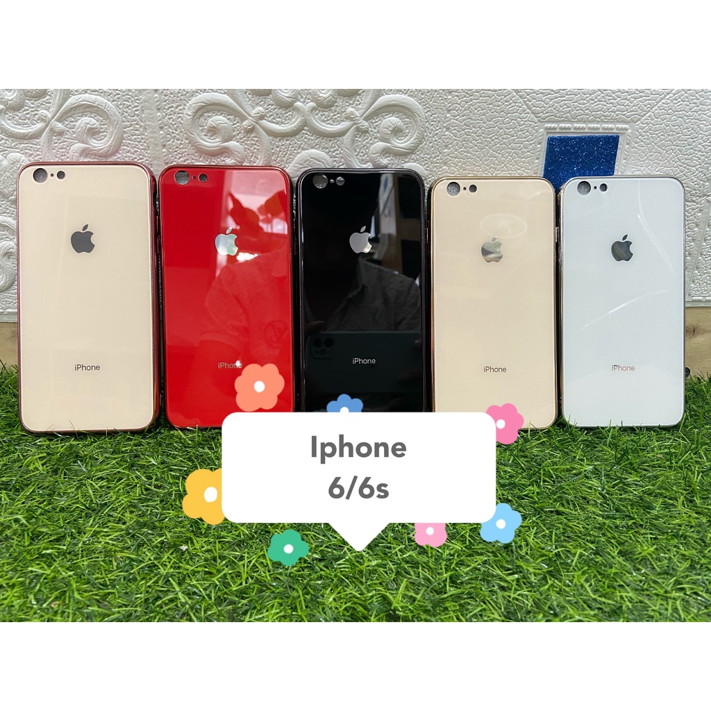 Ốp điện thoại IPhone 6/6s nhỏ và 6Plus/6sPlus, Ốp kính cường lực viền dẻo cùng màu với lưng máy