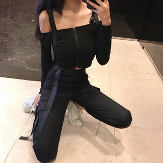 Áo croptop dây kéo ulzzang (có ảnh thật)