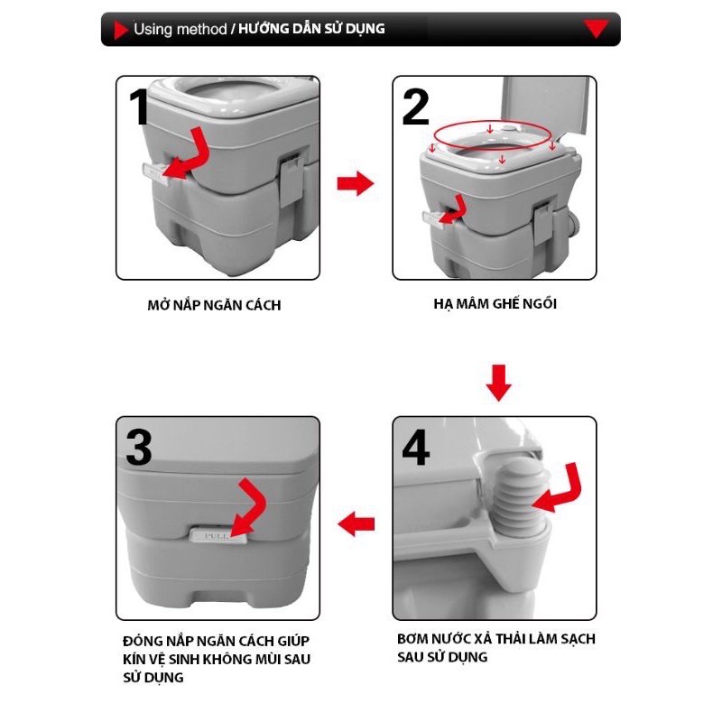 Toilet vệ sinh dã ngoại di động 12L + 20L