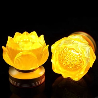 [HÀNG SẴN-MẪU SẠC ĐIỆN] CẶP 2 CHIẾC ĐÈN LED HOA SEN LƯU LY THỜ CÚNG TRANG TRÍ