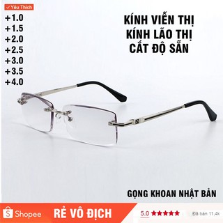 Kính viễn thị sẵn độ gọng khoan Nhật bản chống mỏi và nhức khi đeo lâu cao cấp (KV4NUNIQUI)