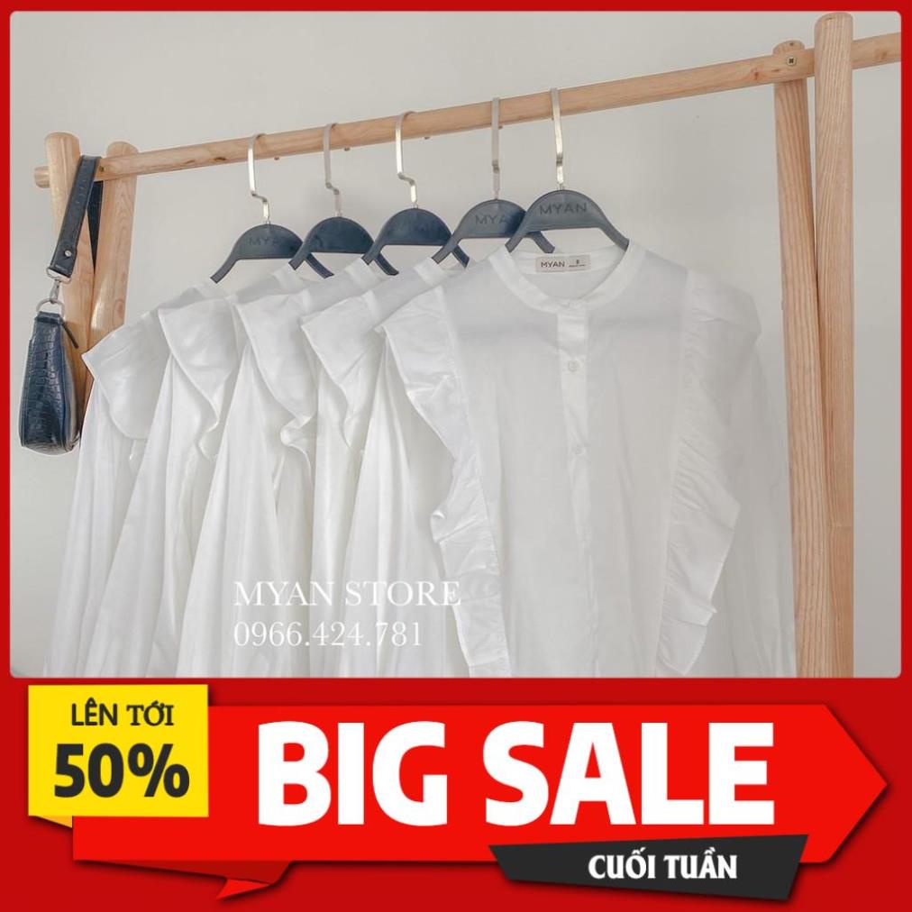 Áo Sơ Mi Nữ Cổ Tàu Phối Bèo Xinh Xắn Diện Thu Cực Phù Hợp *