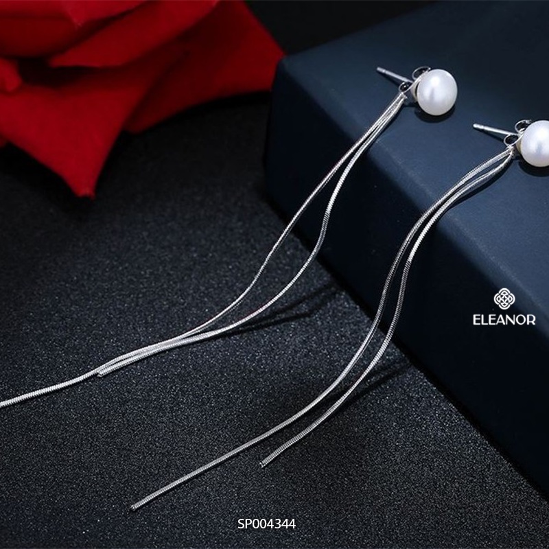 Bông tai nữ dáng dài chuôi bạc 925 Eleanor Accessories ngọc trai nhân tạo phụ kiện trang sức 4344