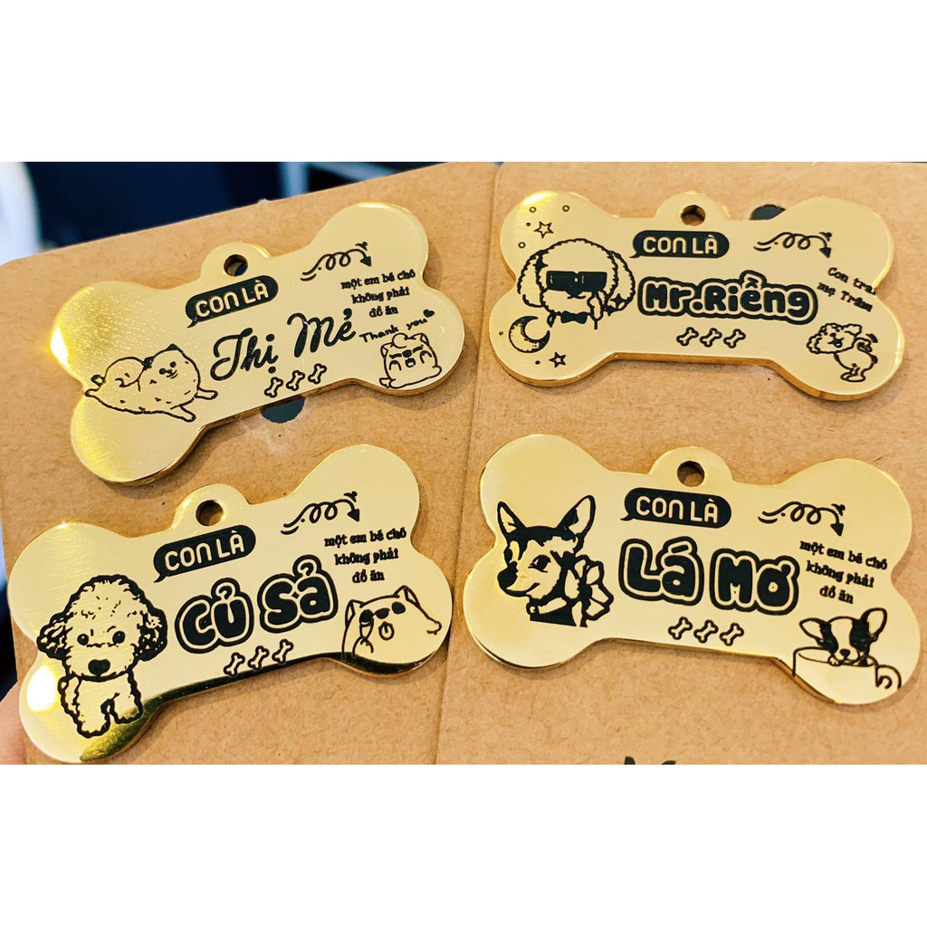 Thẻ Tên Thú Cưng - Bảng Tên Chó Mèo, Pettag Bao Gồm Dây Meoo Pet Shop