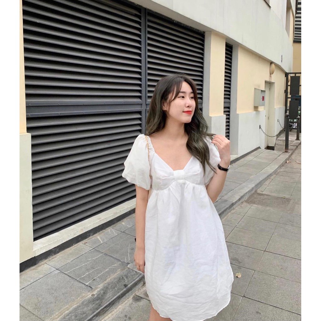 [Mã SKAMA06 giảm 8% tối đa 50K đơn 250K] ĐẦM TRẮNG TAY BỒNG NHÍU NƠ NGỰC | BigBuy360 - bigbuy360.vn