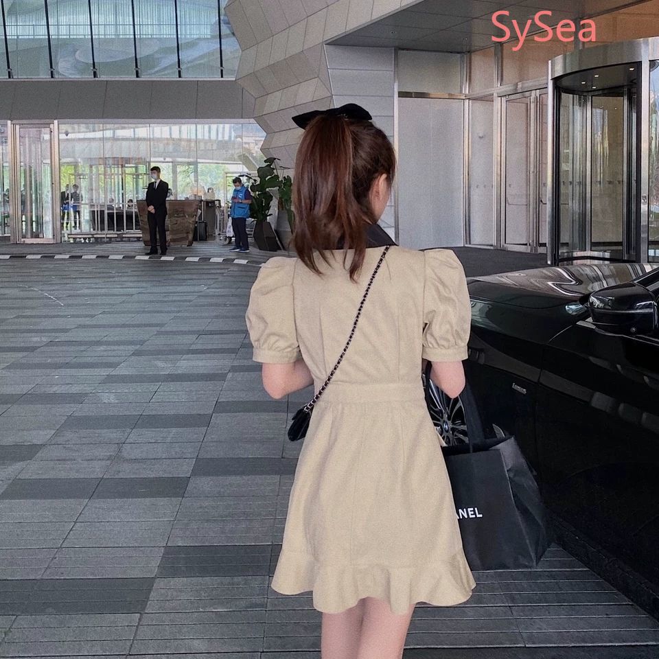 Đầm Đuôi Cá Vải Kaki Tay Ngắn Phong Cách Retro Thời Trang Mùa Hè | BigBuy360 - bigbuy360.vn