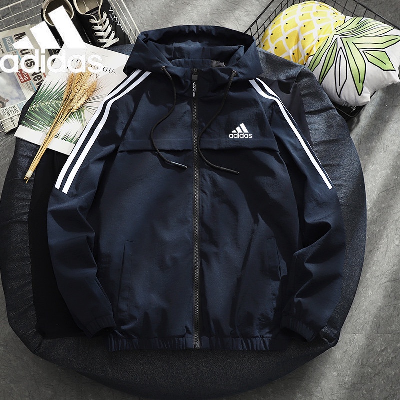 Adidas Áo Khoác Thể Thao Chống Gió Có Mũ Trùm Cá Tính Dành Cho Nam