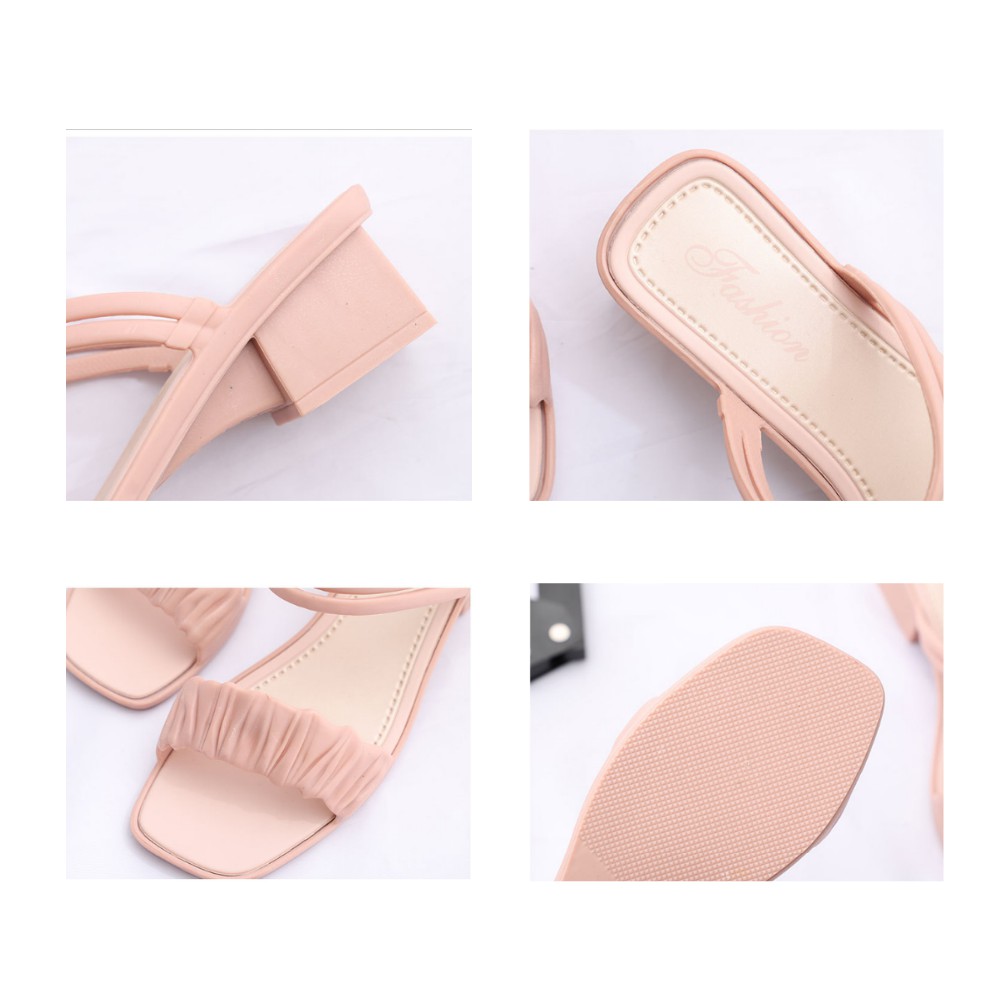 Giày xăng đan nhựa nữ gót vuông cao 3cm đi mưa tiện lợi