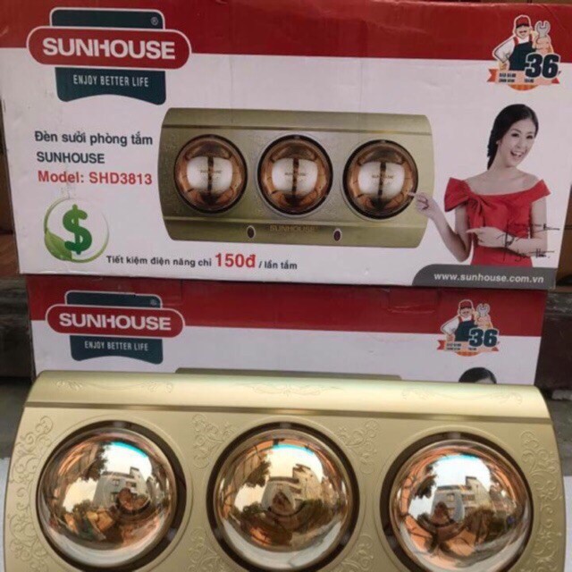 Đèn sưởi phòng tắm SUNHOUSE SHD3813 (Đèn sưởi 3 bóng)