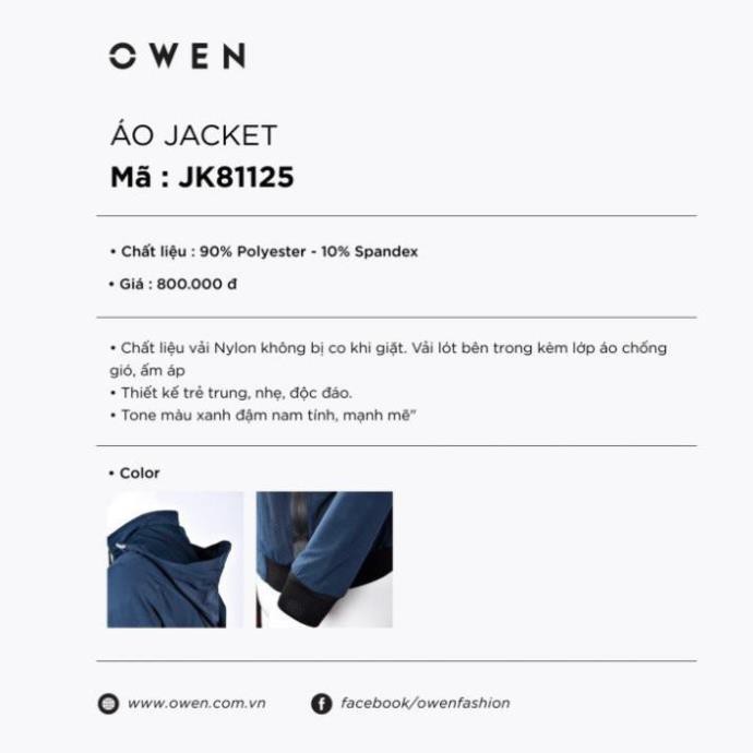 ⚡ Xả Hết OWEN - Áo khoác gió nam 2 lớp màu xanh JK 81125 * ⁸ ⚡ ' ' 🌺 neww * ! %
