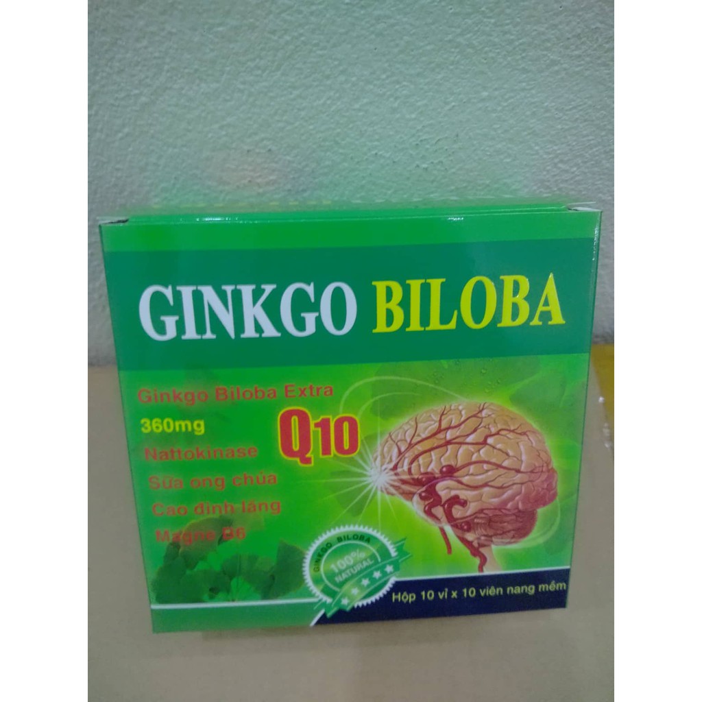 HOẠT HUYẾT DƯỠNG NÃO GINKGO BILOBA WITH COENZYME Q10 - GINKGO BILOBA Q10 - BỔ SUNG DƯỠNG CHẤT CHO NÃO - HỘP 100 VIÊN