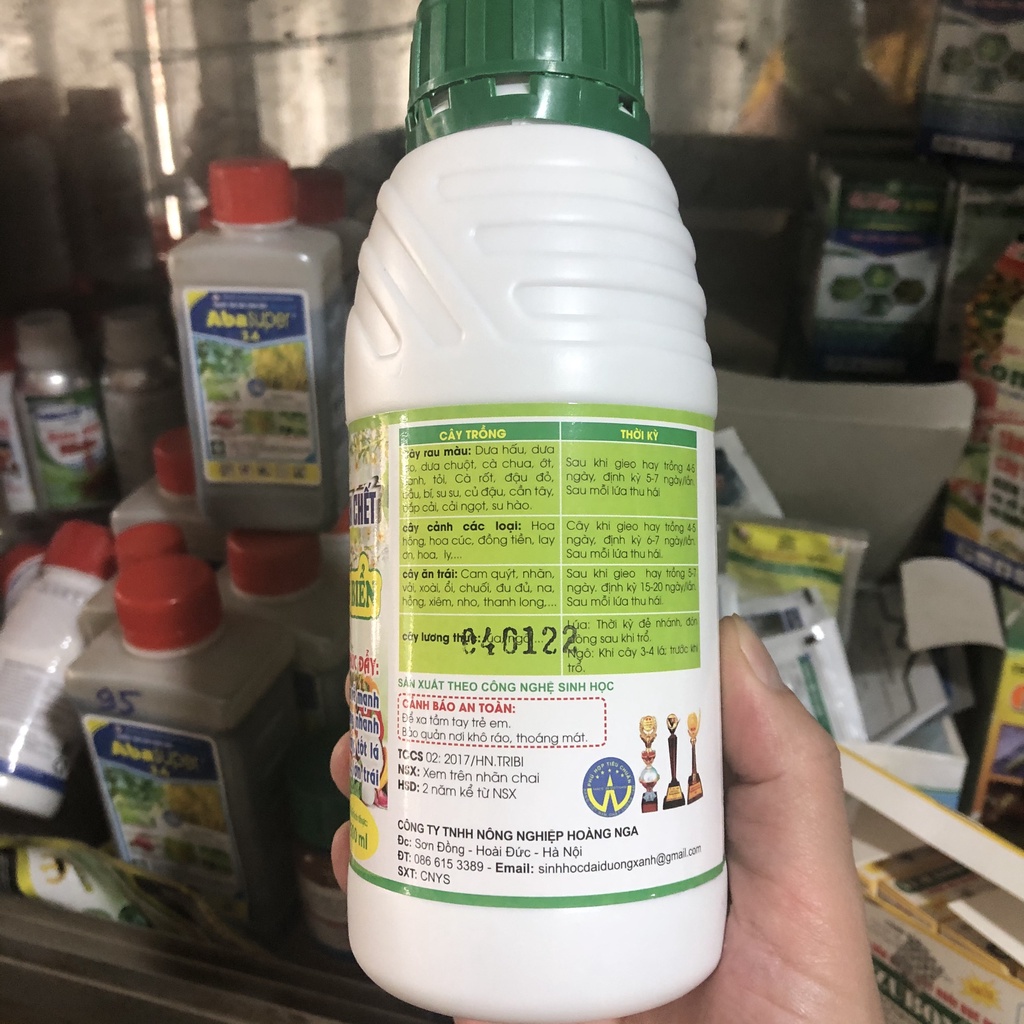 Phân bón dịch trùn quế rong biển nguyên chất 500ml, giúp to củ, lớn quả, cây ra rễ mạnh, xanh cây, tốt lá