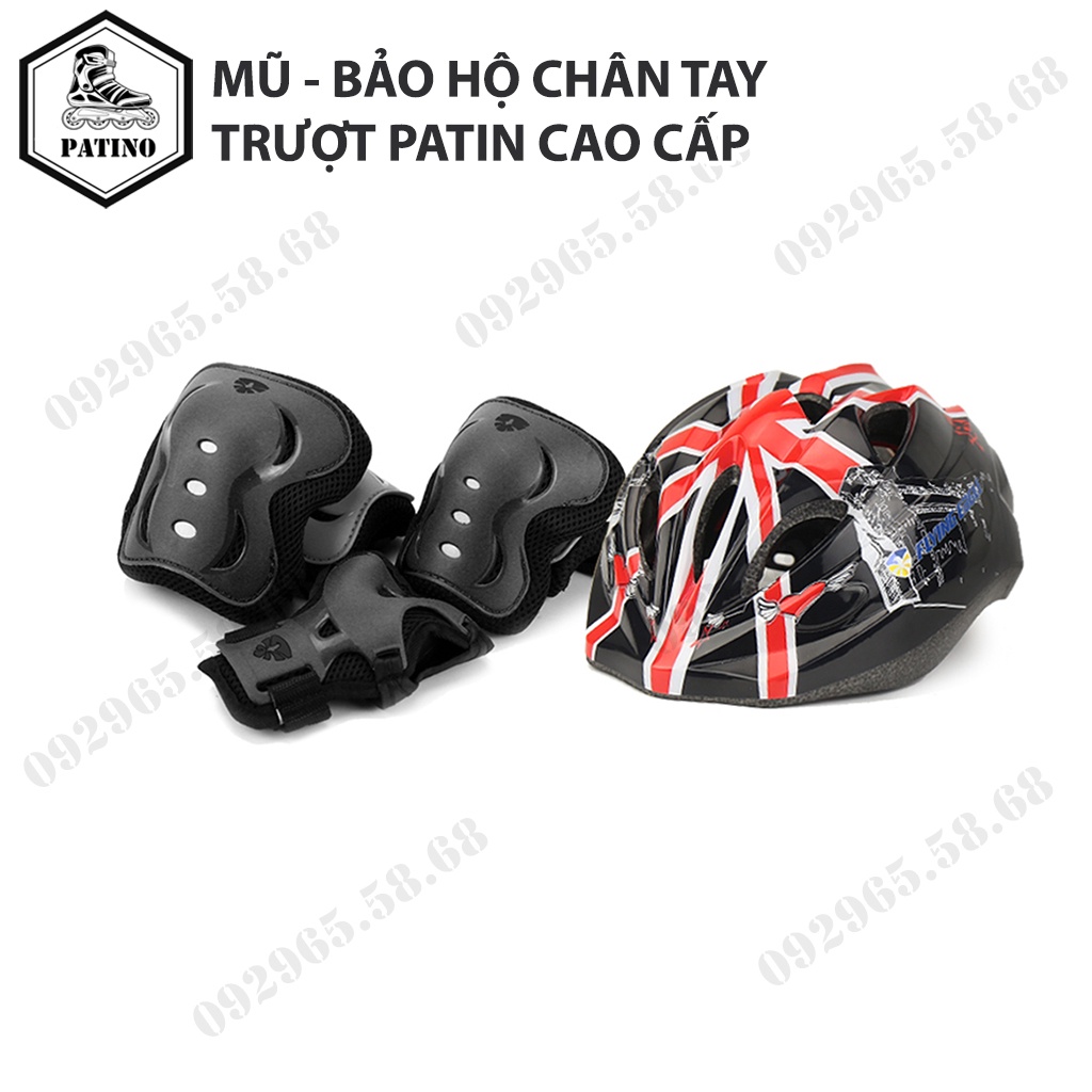 Combo Mũ Bảo Hiểm và Bảo Hộ Patin Cho Bé, Bộ bảo hộ cao cấp an toàn cho trẻ em Flying Eagle V5, Centosy