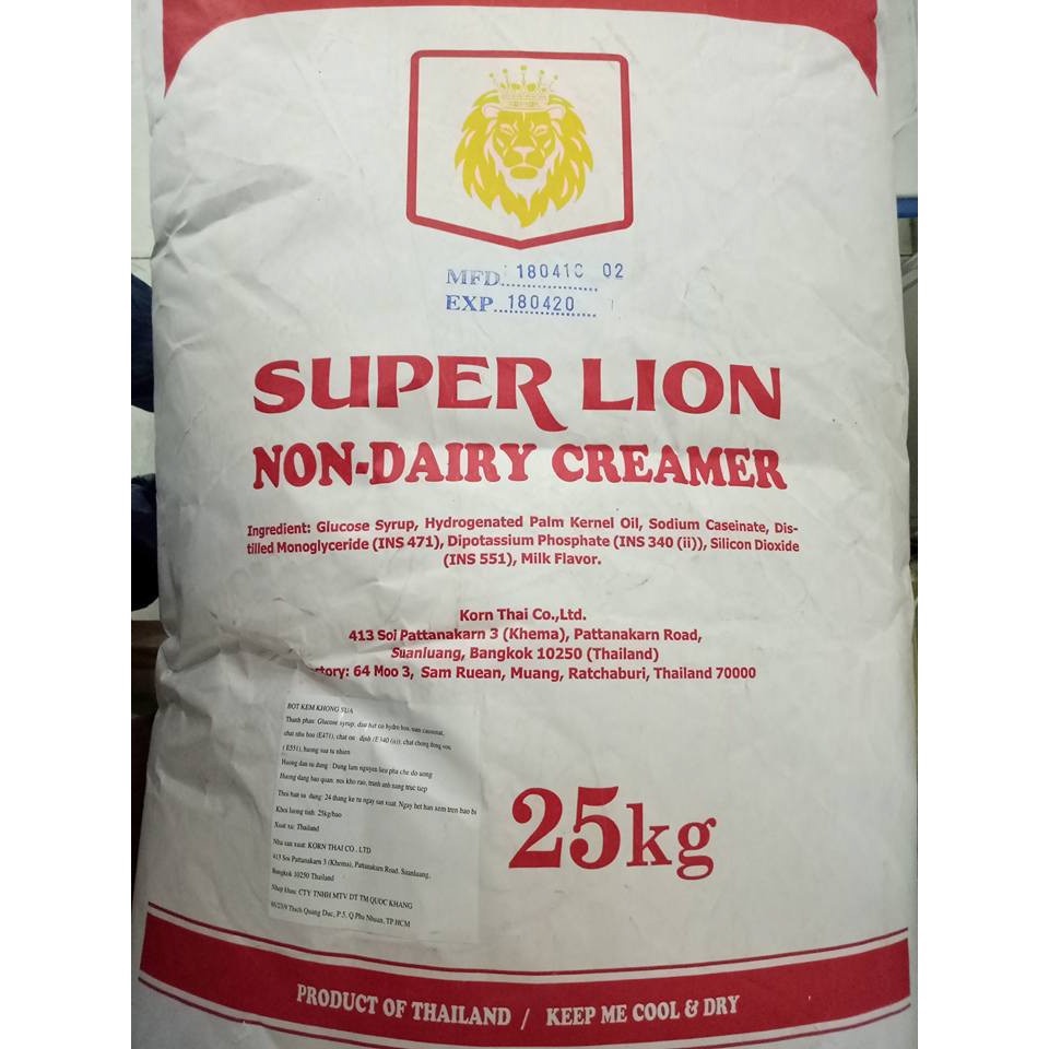 Bột kem không sữa Super Lion bao 25kg. Hàng công ty có sẵn. Giao hàng ngay
