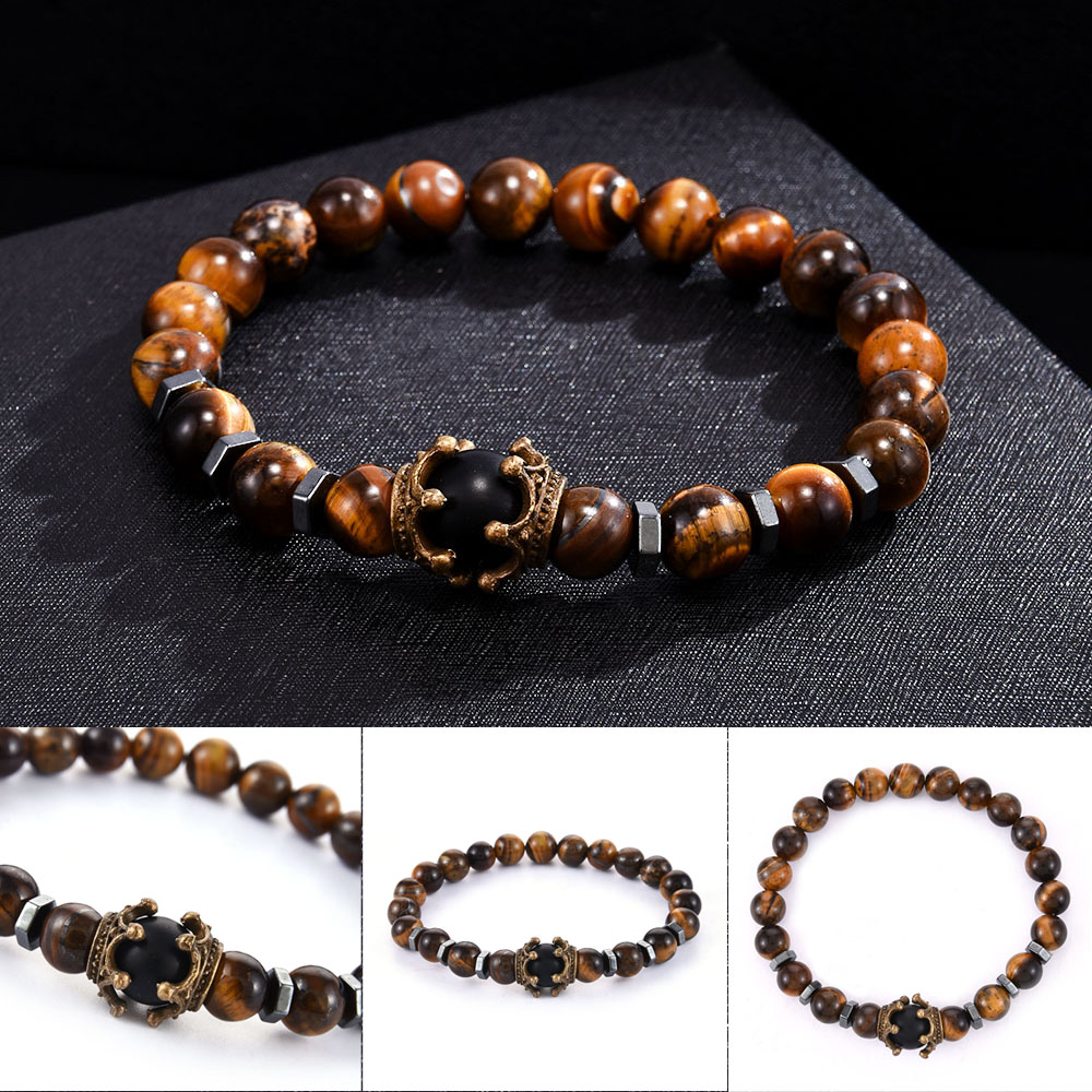 Vòng Tay Chuỗi Hạt Đá Mắt Hổ Tự Nhiên 21 Cái 8mm