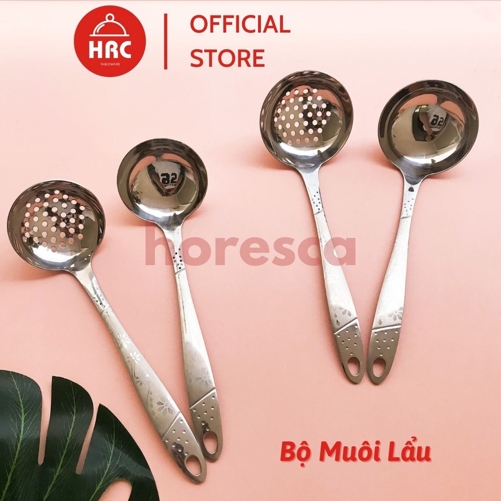 Bộ muôi canh inox (SIÊU RẺ) Muôi lẩu Hàn Quốc cán hoa