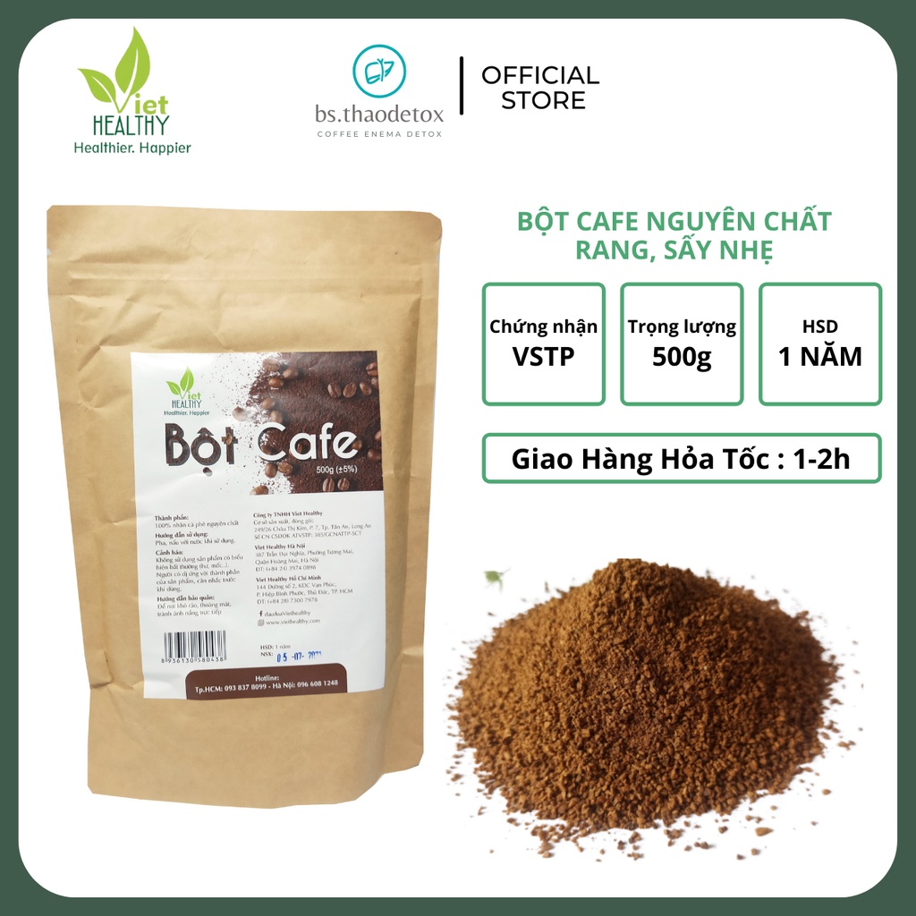 Cà phê hữu cơ Vietheathy thải độc đại tràng, Coffee Enema, Gerson 500g