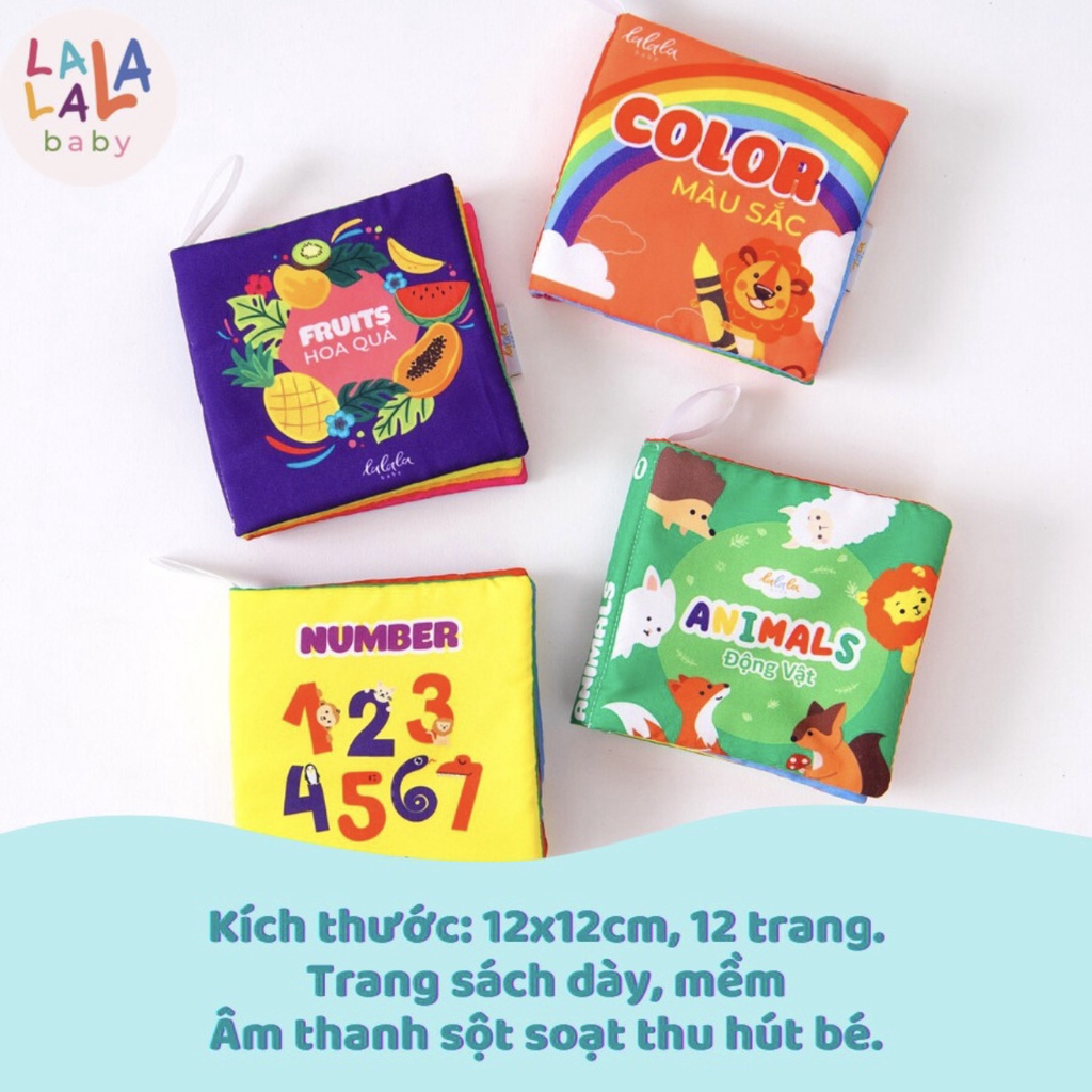 Sách vải cho bé Lalala Baby 8 chủ đề, sách tương tác kích thích phát triển thị giác cho bé 3036
