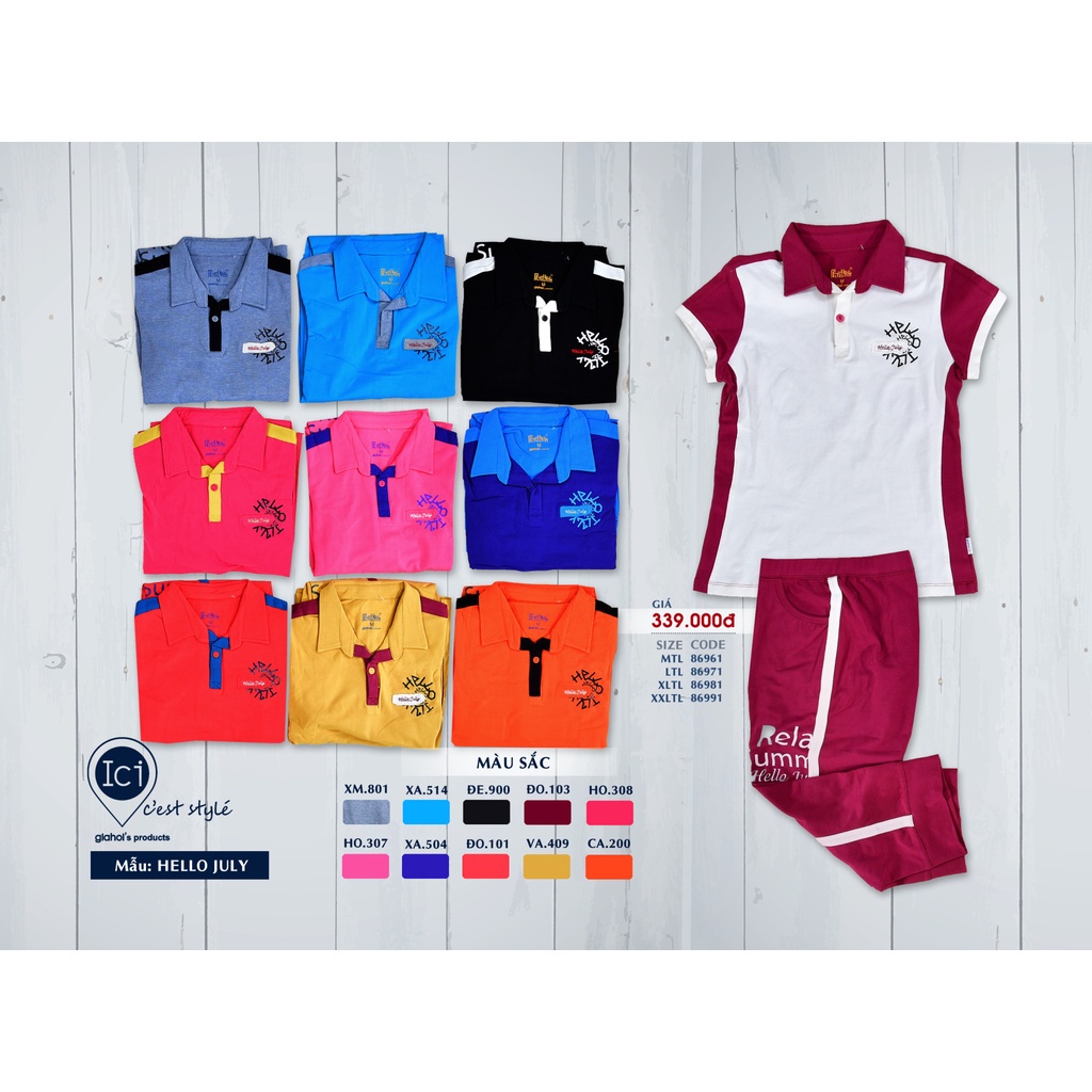 Xả Bộ mặc nhà xuân hè Gia Hồi mẫu Hello judy