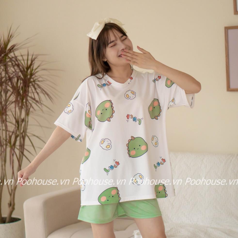 Pijama bộ đồ ngủ, bộ đồ nữ mặc nhà chất liệu cotton cộc tay áo phông, quần đùi - Miawear BN-KHUNGLONG ✔️