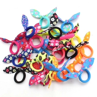 Set 10 / 10 dây cột tóc tai thỏ chấm bi co giãn dễ thương cho bé gái