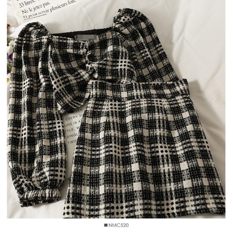 Set crop top & chân váy chất dạ - Nari set
