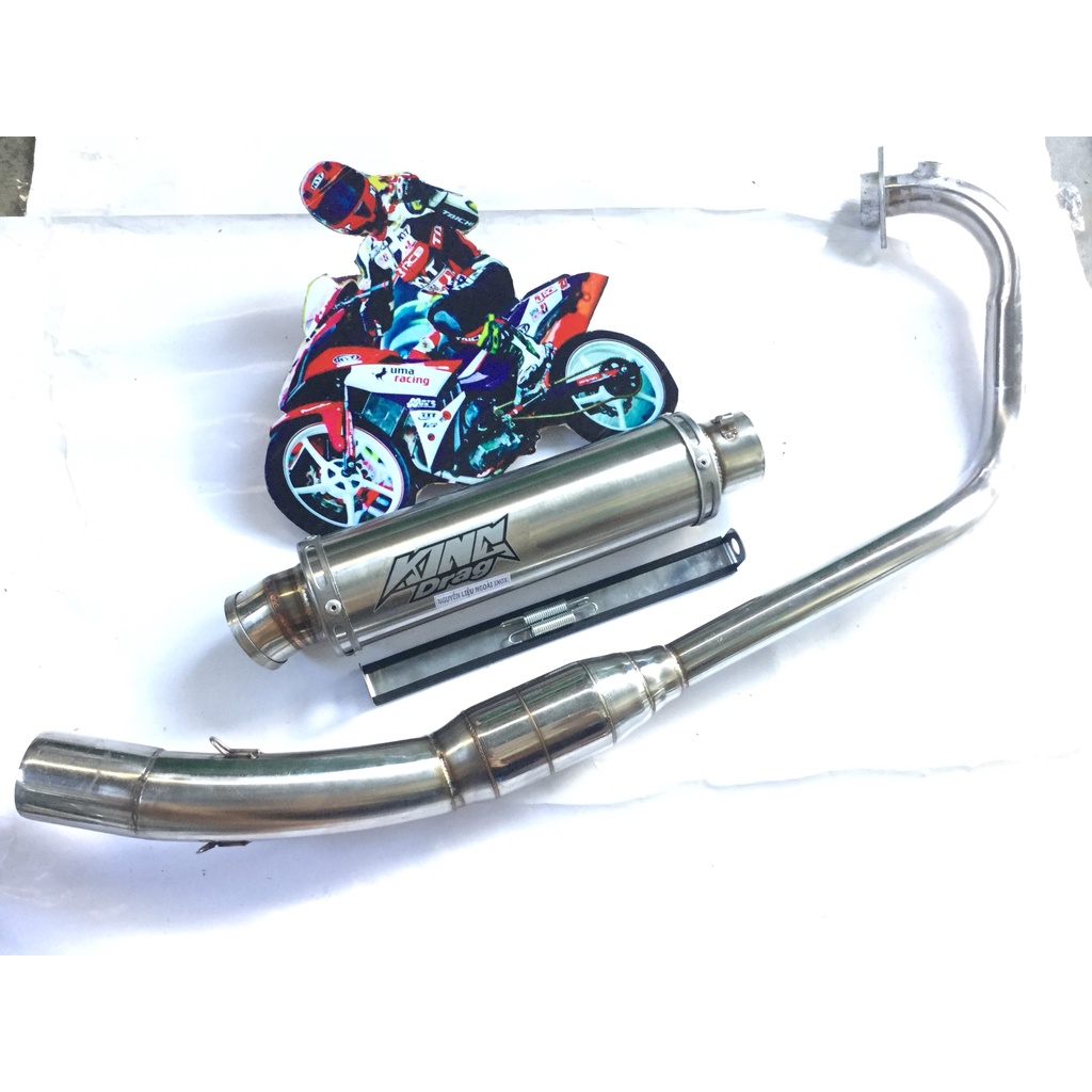 Pô king drag trắng cổ bầu hơi inox exciter, winer, sonic, raider, satria, gsx, cbr, tfx, fz, r15